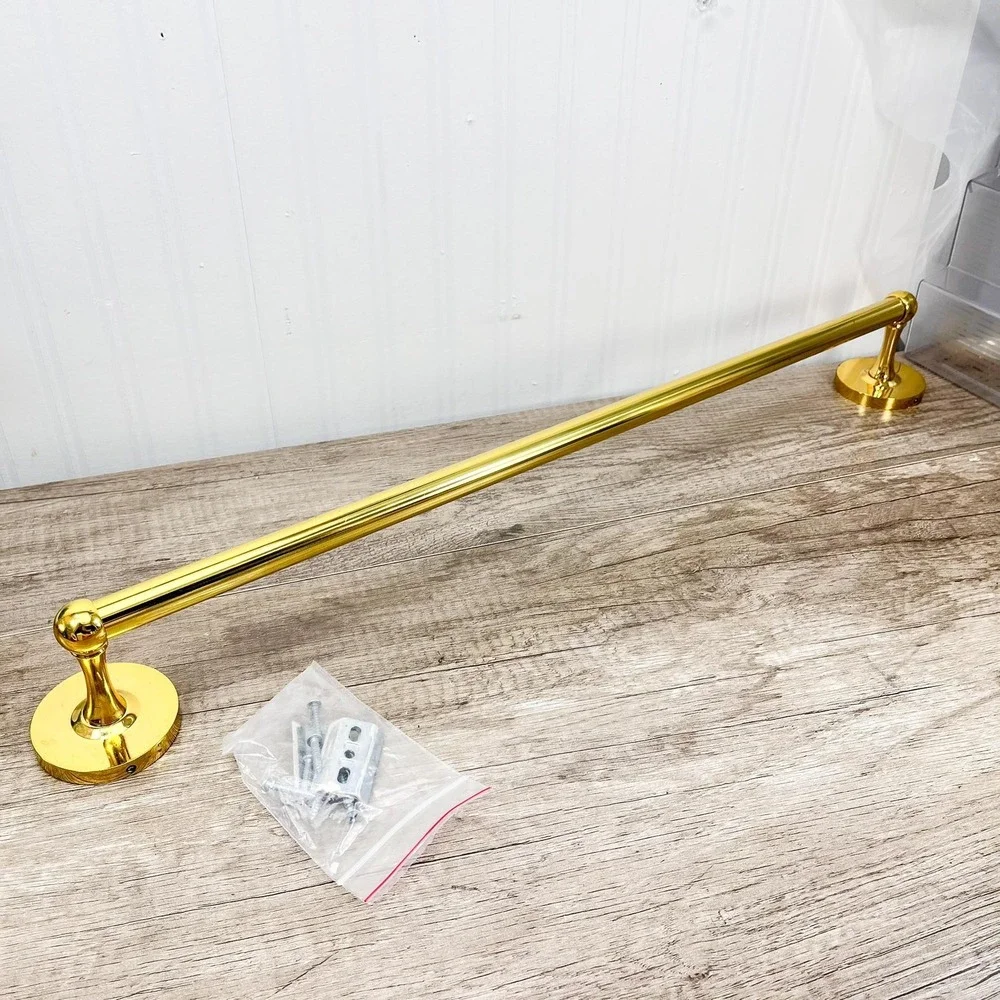 Gold‎ Hollywood Regency Towel Holder - Vintage Brass Hand Towel Rod
